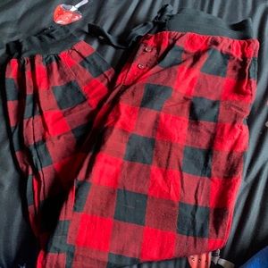 Red and black pajama pants